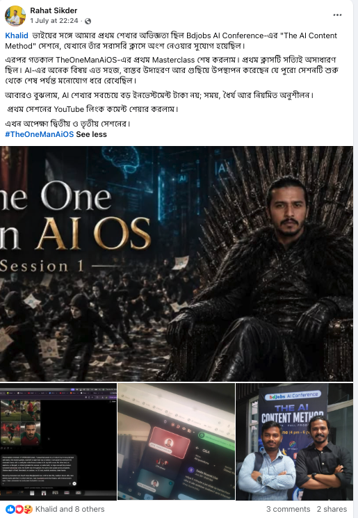 Public LinkedIn post from a session attendee